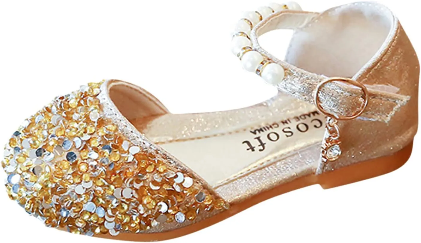 Shoes Kids Pearl Bowknot Infant Girls Sandals Princess Single Baby Crystal Bling Baby Shoes Baby Boy Clothes 0-3 Months (Gold, 2-2.5 Years Toddler)