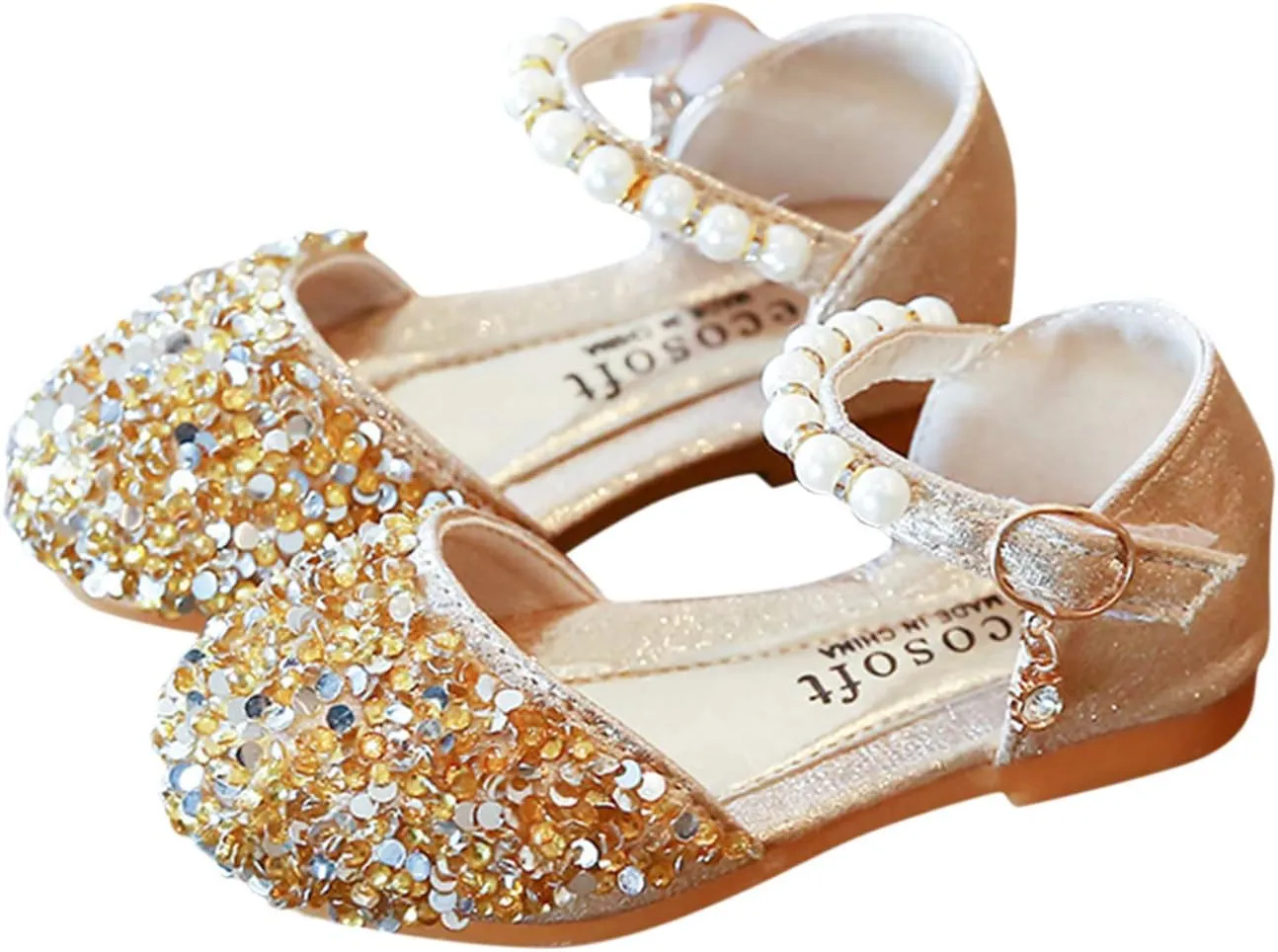 Shoes Kids Pearl Bowknot Infant Girls Sandals Princess Single Baby Crystal Bling Baby Shoes Baby Boy Clothes 0-3 Months (Gold, 2-2.5 Years Toddler)