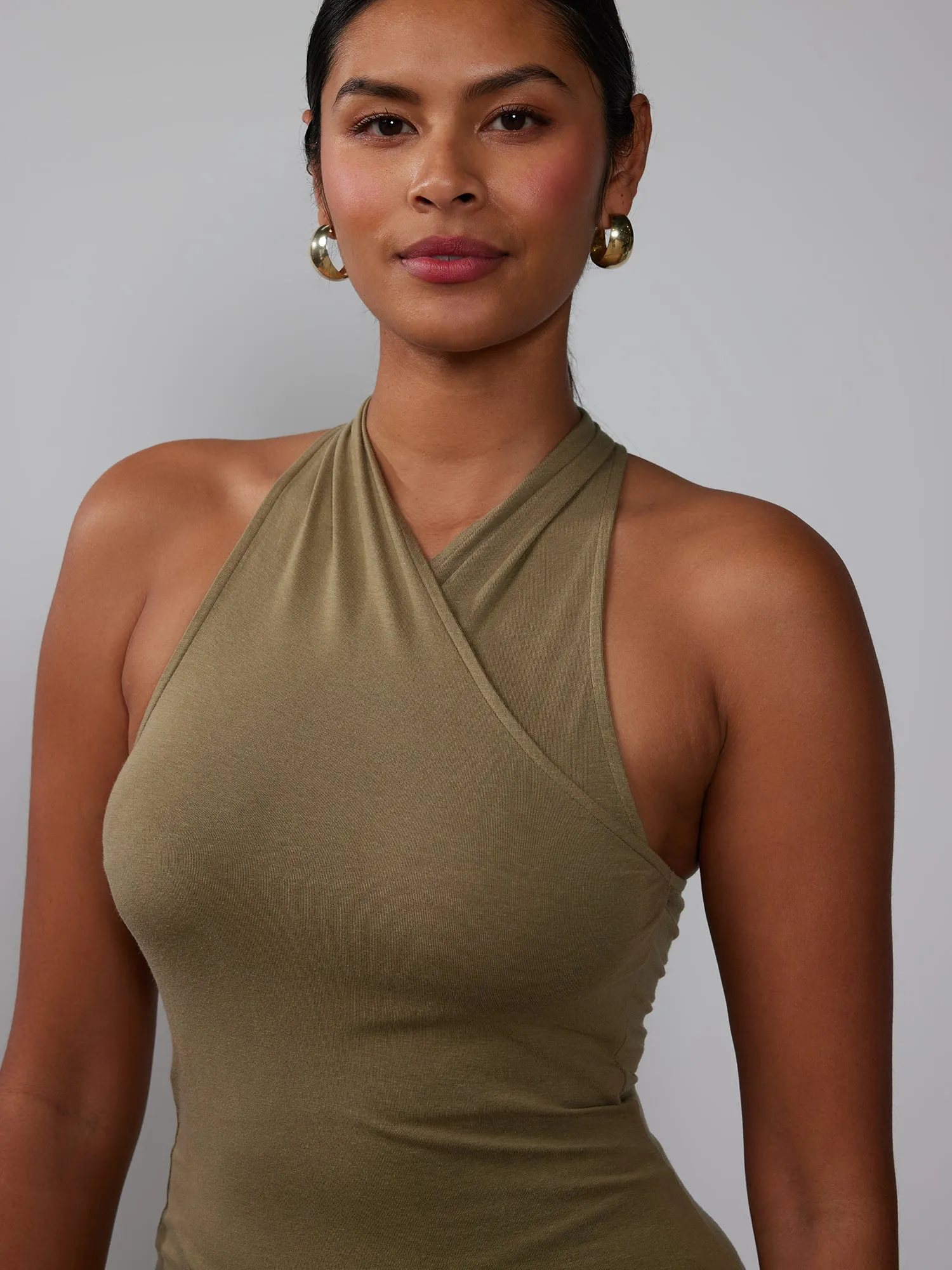 Sleeveless Cross Halter Tank Top