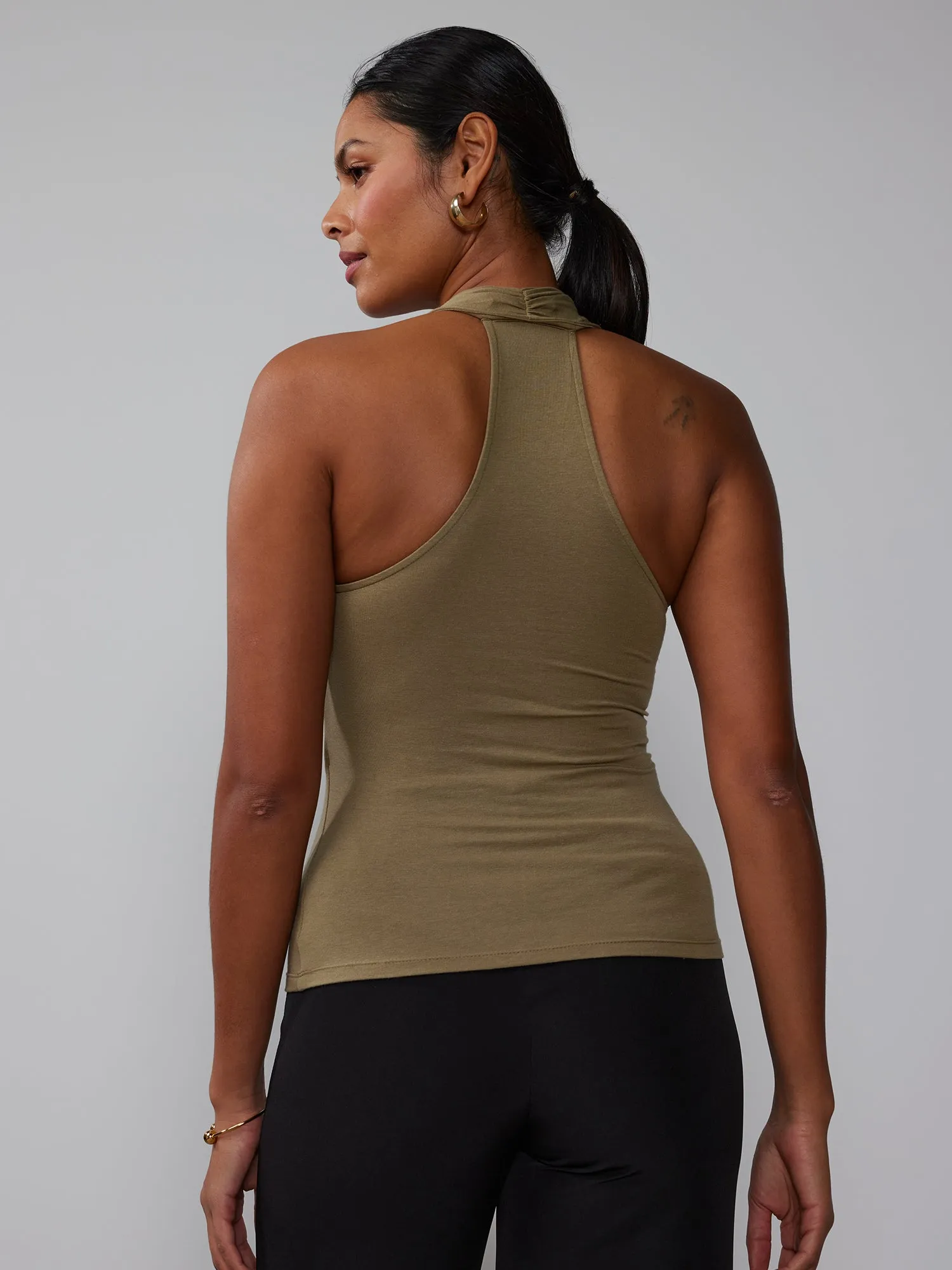 Sleeveless Cross Halter Tank Top