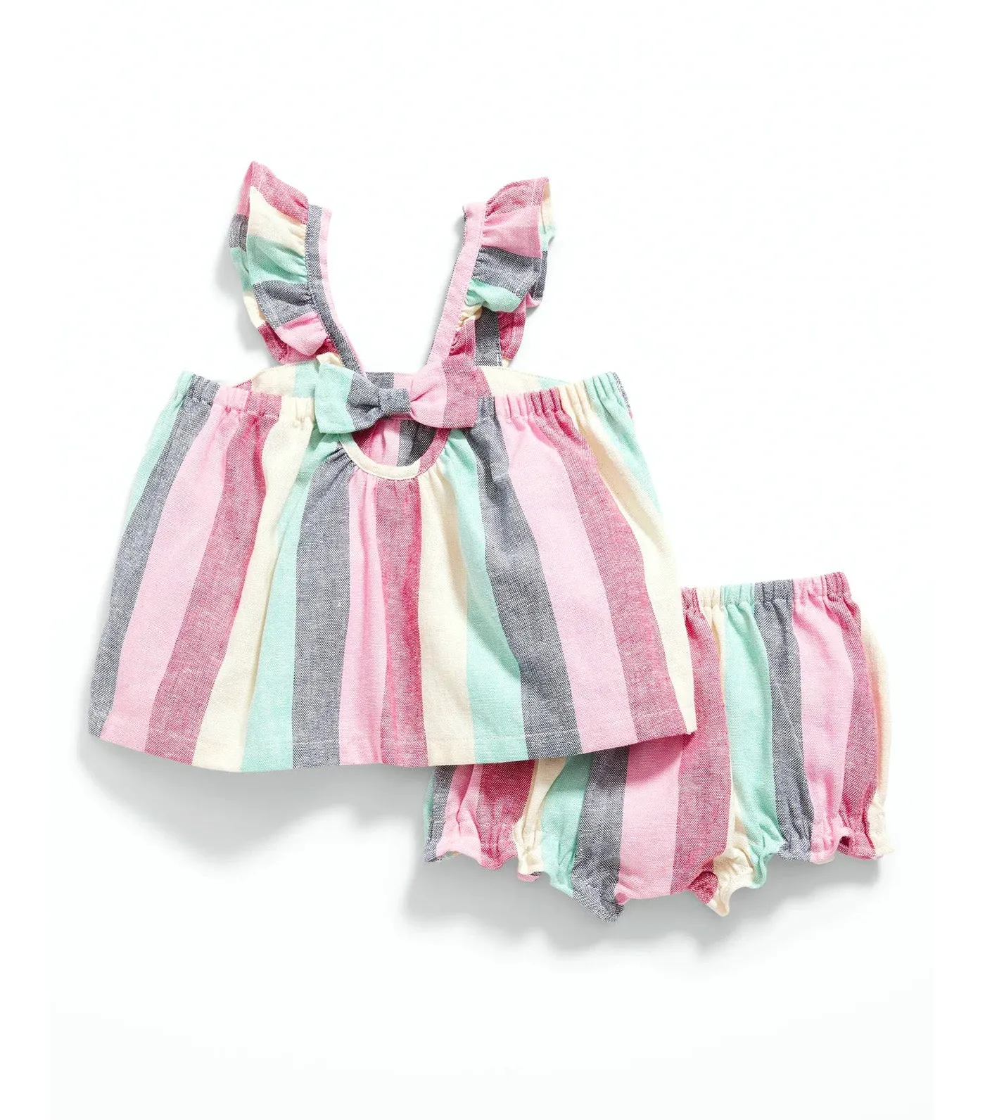 Sleeveless Striped Linen-Blend Top and Bloomer Shorts Set for Baby