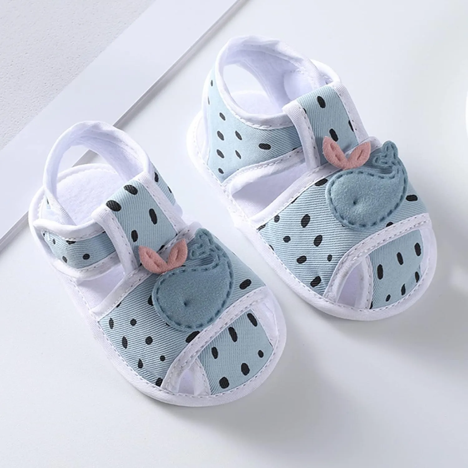 Slides for Babies Toddler Shoes Sandals Flat Bottom Lightweight Breathable Soft Comfortable Hook Loop Cute Animal Pattern