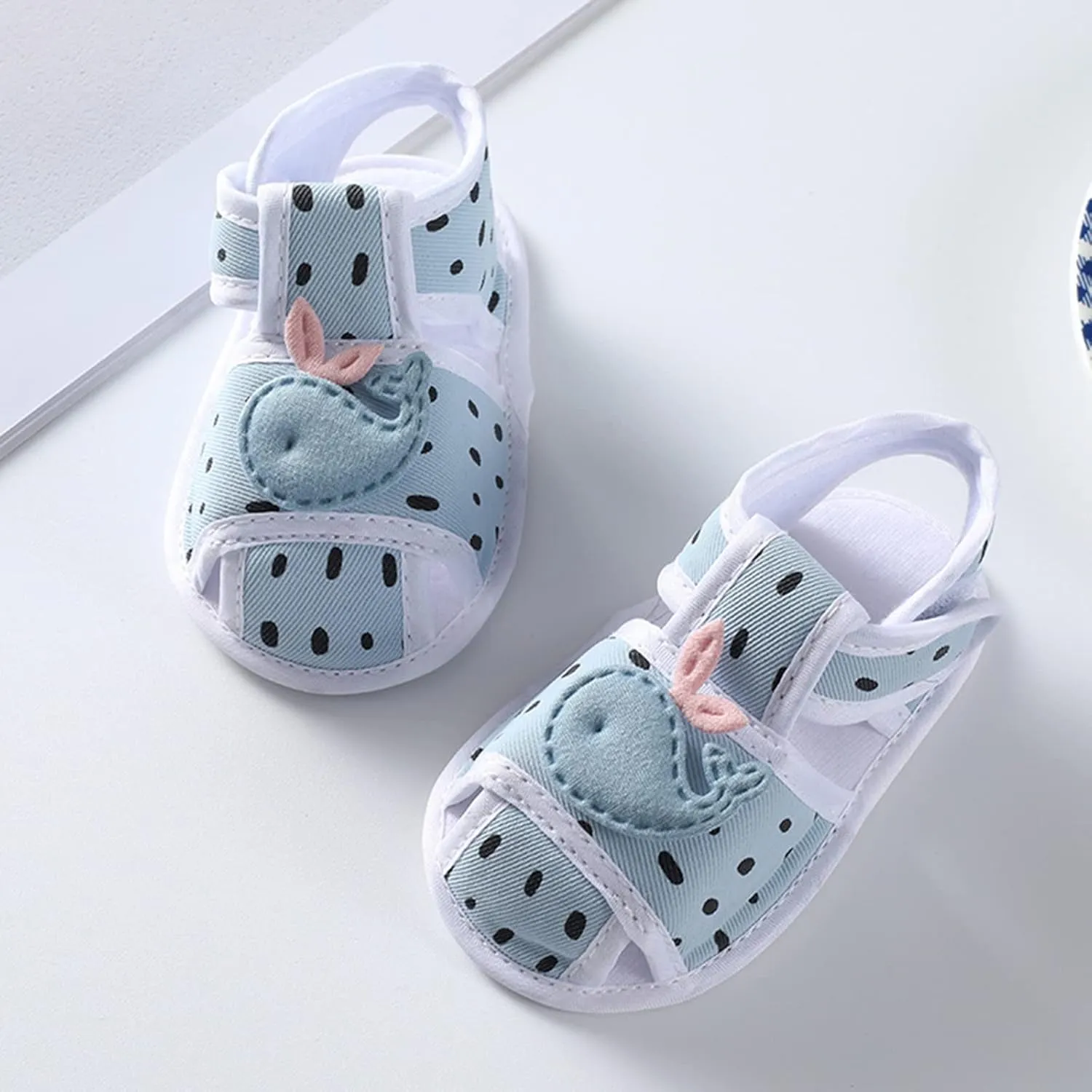 Slides for Babies Toddler Shoes Sandals Flat Bottom Lightweight Breathable Soft Comfortable Hook Loop Cute Animal Pattern