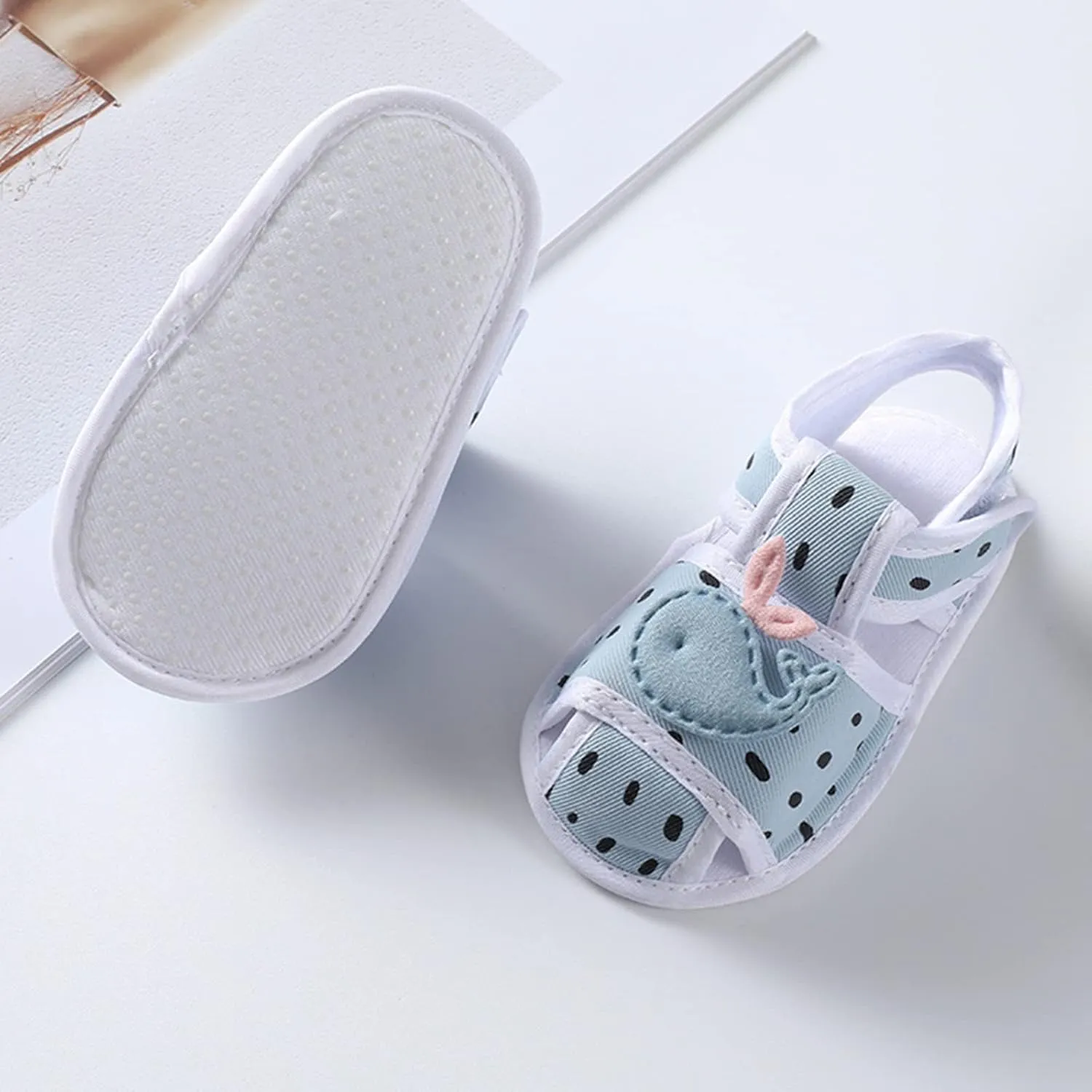 Slides for Babies Toddler Shoes Sandals Flat Bottom Lightweight Breathable Soft Comfortable Hook Loop Cute Animal Pattern