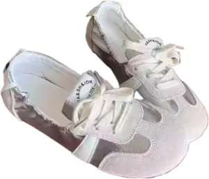 Sneakerina Satin Ballet Sneakers for Women Cute Ballerina Sneakers Flat Kawaii Y2K Retro Lightweight Round Toes Non-Slip Lace-Up Slip on Comfort Dress Shoes Preppy Back To School Gifts for Girls Teens