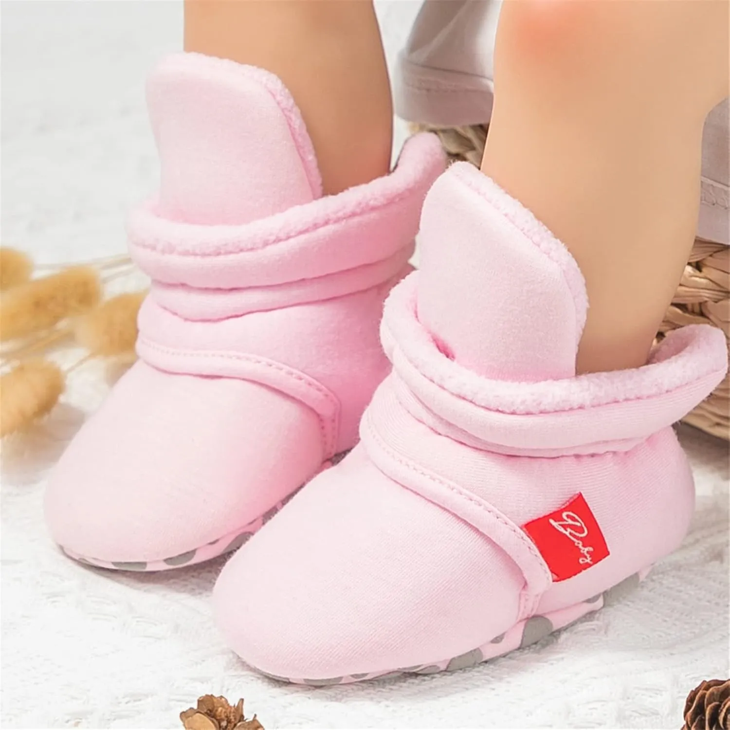 SOFMUO Unisex Baby Girl Boy Slippers Lightweight Non-Slip Indoor Moccasins House Shoes Toddler Booties