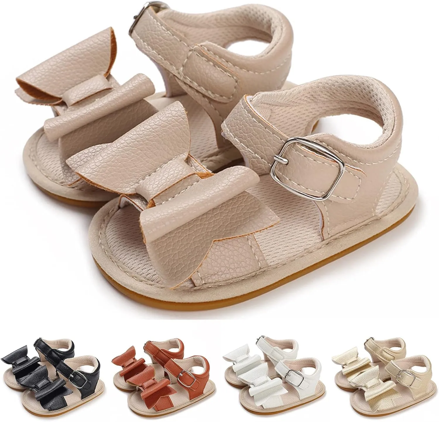 Spring and Summer Children Baby Toddler Shoes Boys and Girls Sandals Solid Color Bow Buckle Toddler Girl Sandals