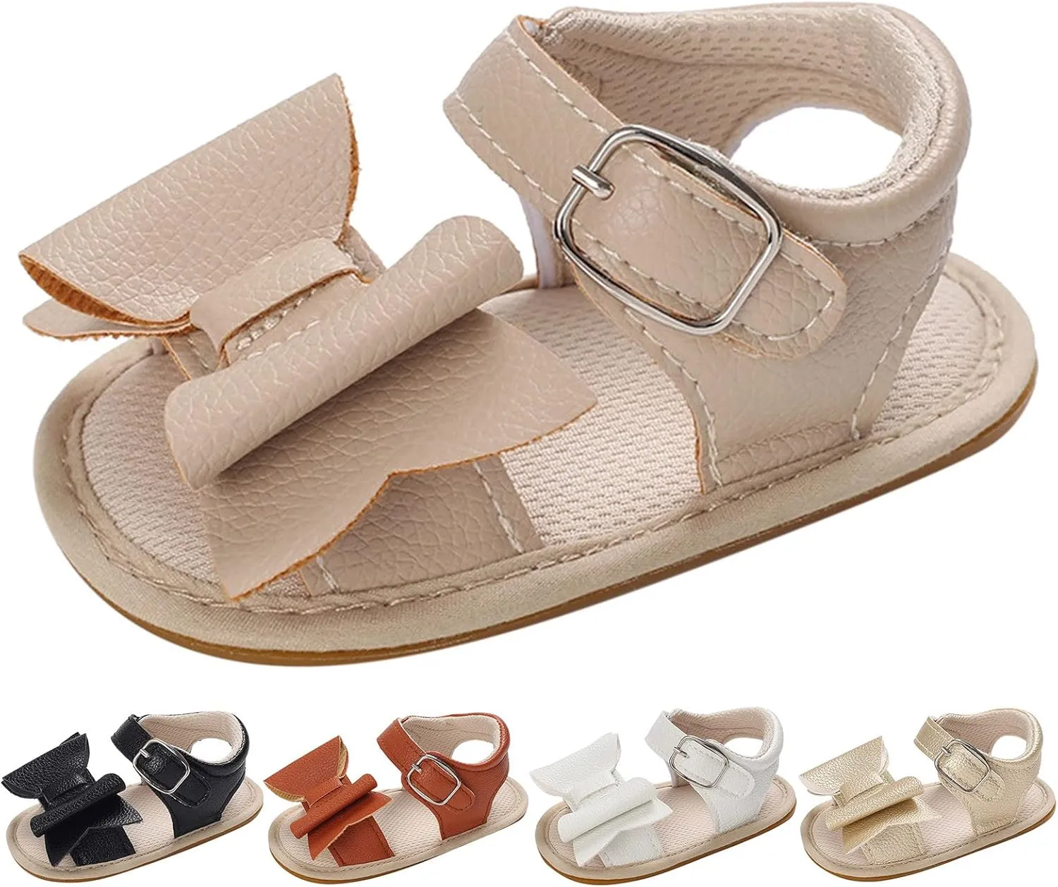 Spring and Summer Children Baby Toddler Shoes Boys and Girls Sandals Solid Color Bow Buckle Toddler Girl Sandals