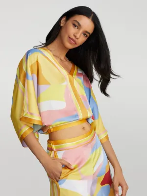 Stela Camo-Print V-Neck Top