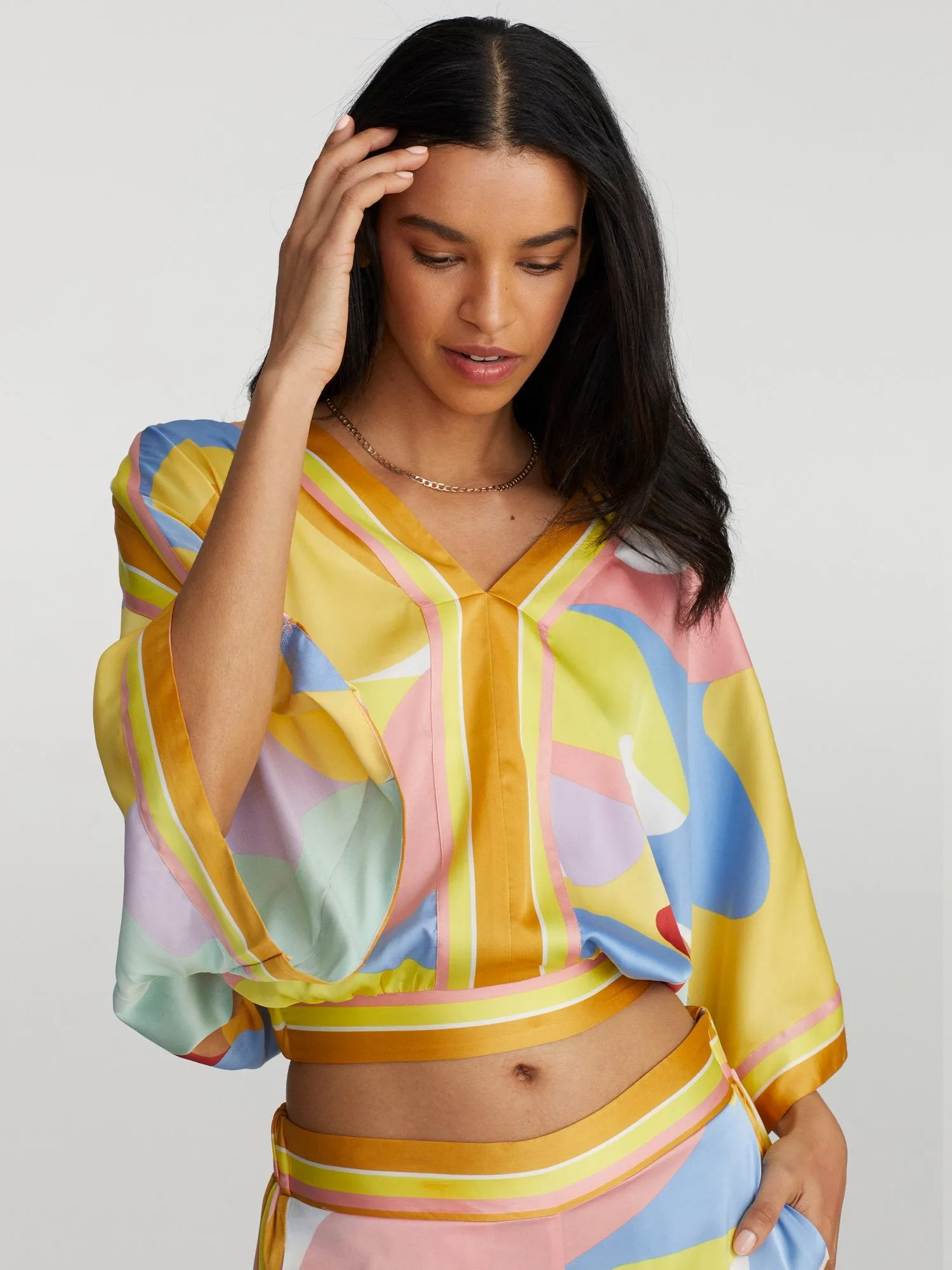 Stela Camo-Print V-Neck Top