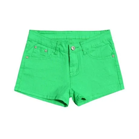 Stylish Casual Hotties' Mid Waist Denim Shorts Candy Color