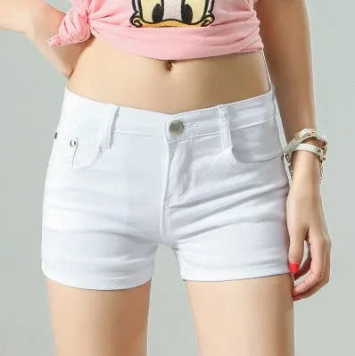 Stylish Casual Hotties' Mid Waist Denim Shorts Candy Color