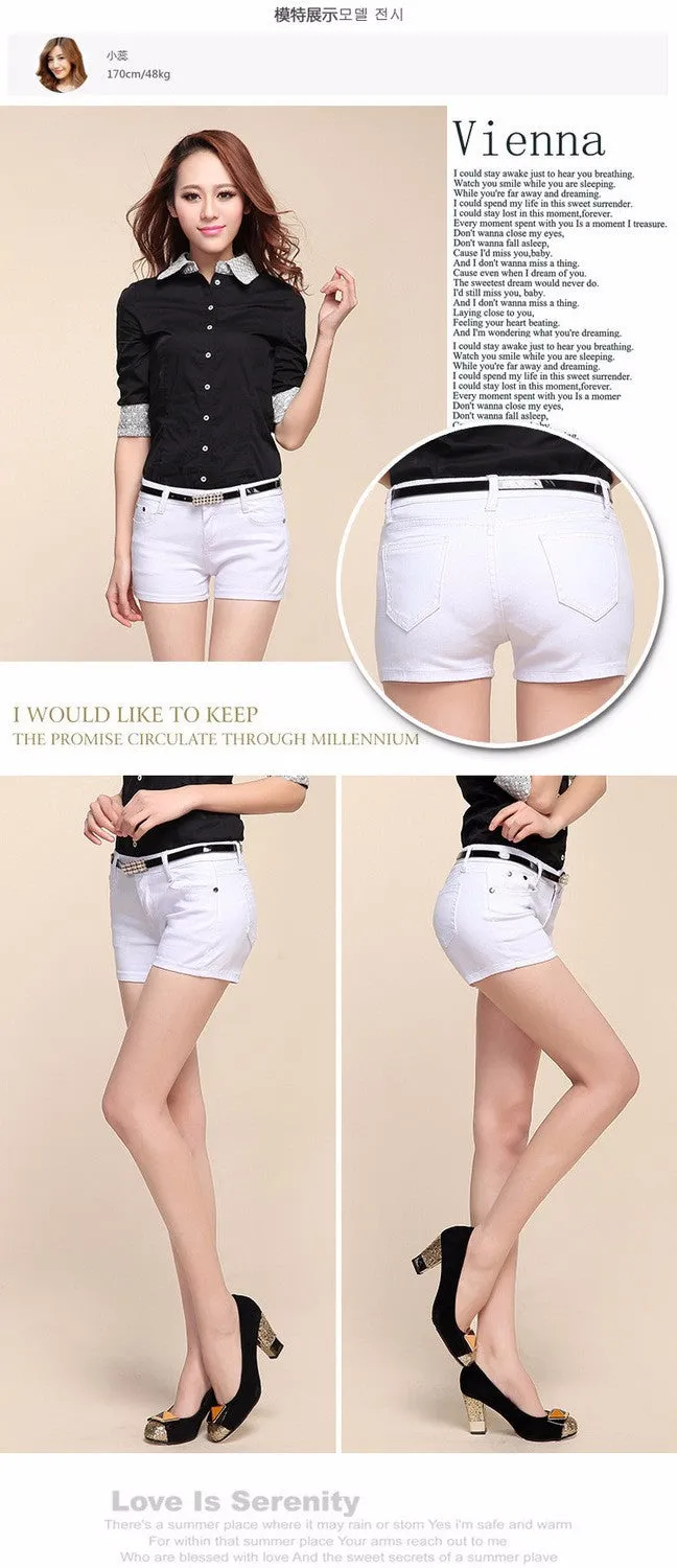 Stylish Casual Hotties' Mid Waist Denim Shorts Candy Color