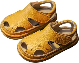 Summer Baby Sandals 0 3 Years Old Boy Toddler Shoes Soft Sole Baby Girl Leather Breathable Beach Toddler Water Shoes (Yellow, 5.5 Ifant)