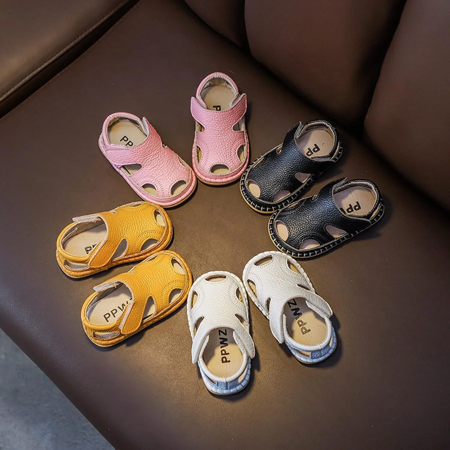 Summer Baby Sandals 0 3 Years Old Boy Toddler Shoes Soft Sole Baby Girl Leather Breathable Beach Toddler Water Shoes (Yellow, 5.5 Ifant)