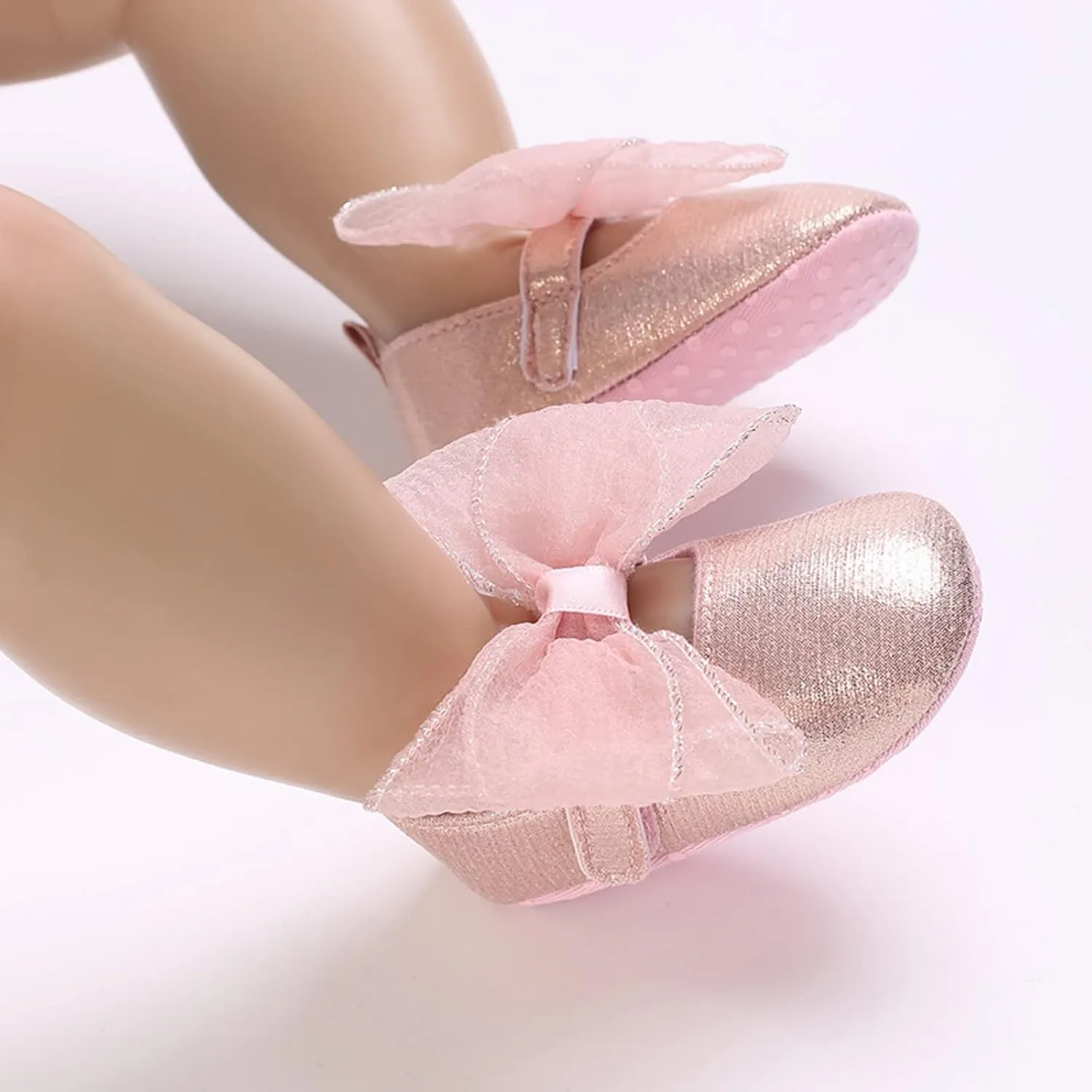Summer Children Infant Infant Shoes Girls Sports Flat Bottom Round Toe Ribbon Bow Hook Loop Baby Shoes Size 4 Girls