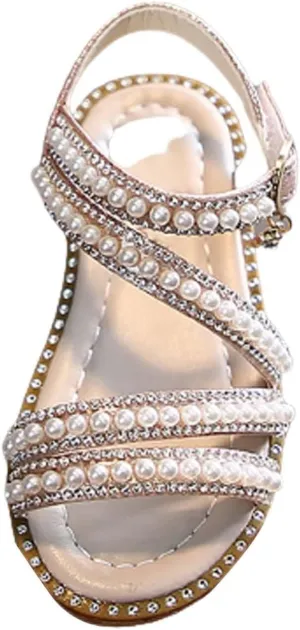 Summer Girls' Sandals Korean Edition Little Girls' Pearl Open Toe Princess Shoes Little Medium And Toddler Girl Slides