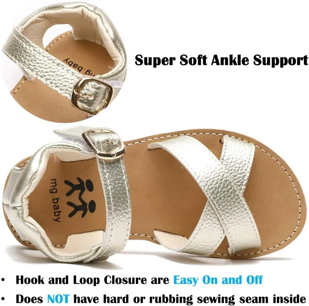 Timatego Baby Toddler Girls Sandals Open Toe T-Strap Infant Princess Dress Flat Shoes Outdoor Summer Sandals for Girls(Toddler/Little Kid)