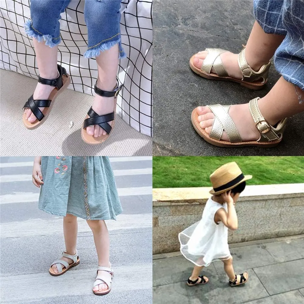 Timatego Baby Toddler Girls Sandals Open Toe T-Strap Infant Princess Dress Flat Shoes Outdoor Summer Sandals for Girls(Toddler/Little Kid)