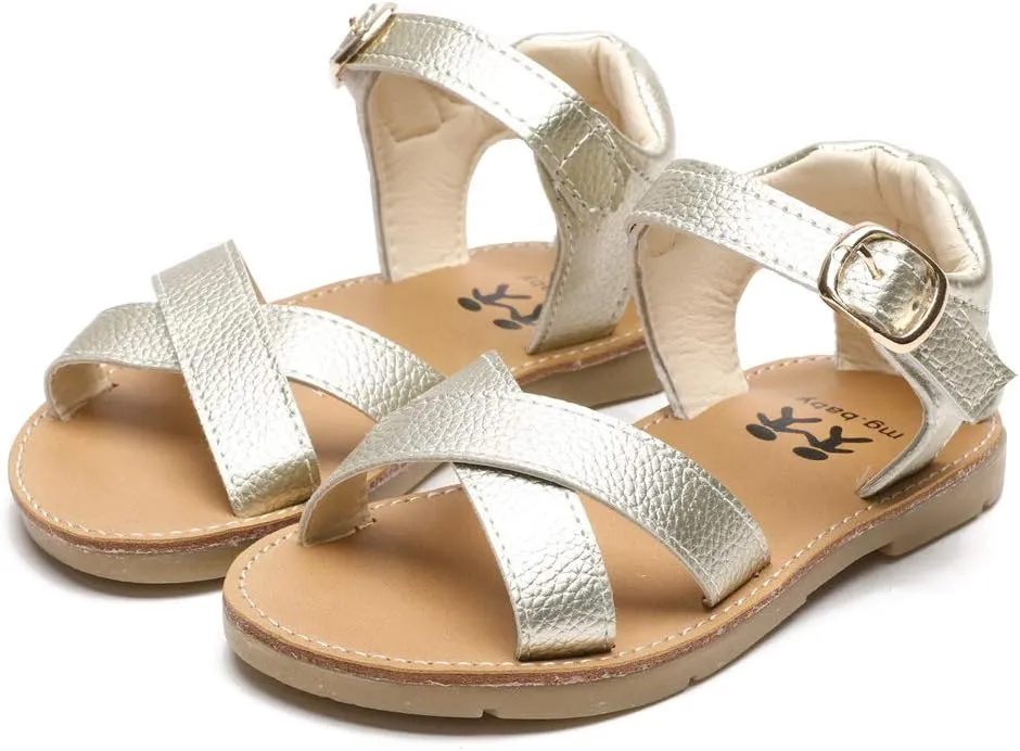 Timatego Baby Toddler Girls Sandals Open Toe T-Strap Infant Princess Dress Flat Shoes Outdoor Summer Sandals for Girls(Toddler/Little Kid)