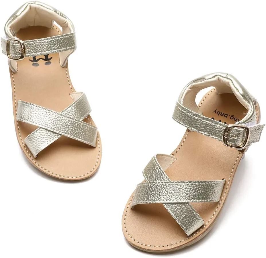 Timatego Baby Toddler Girls Sandals Open Toe T-Strap Infant Princess Dress Flat Shoes Outdoor Summer Sandals for Girls(Toddler/Little Kid)