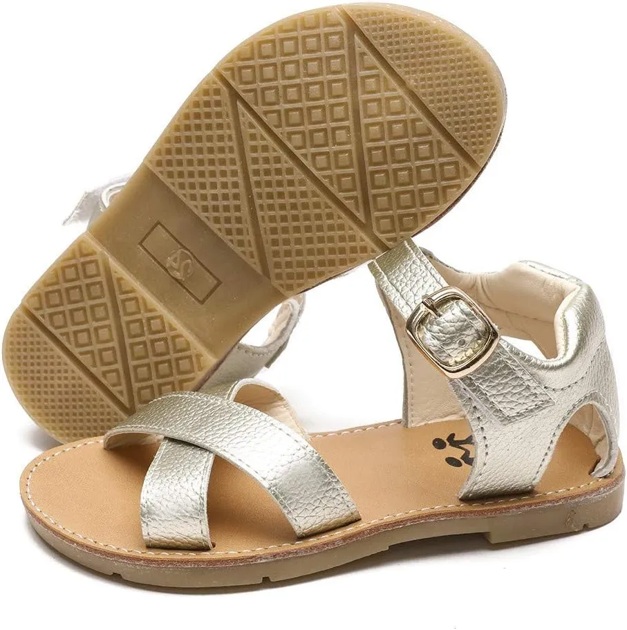 Timatego Baby Toddler Girls Sandals Open Toe T-Strap Infant Princess Dress Flat Shoes Outdoor Summer Sandals for Girls(Toddler/Little Kid)