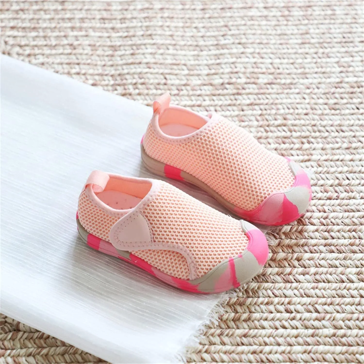 Toddler Baby Boy Girl Shoes Breathable Shoes Baotou Sneakers Mesh Baby Soft Sole Fashion Tie Shoes for Little Girls