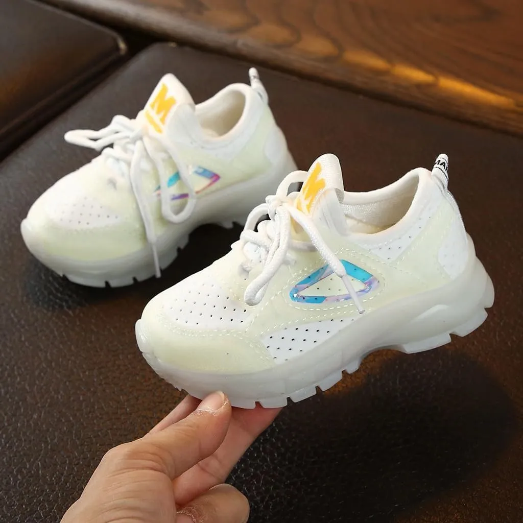 Toddler Baby Boys Girls Sneakers Casual LED Light Luminous Comfortable Breathable Slip On Lace Up Sport Shoes