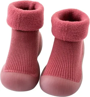 Toddler Baby Boys Girls Solid Warm Knit Soft Sole Rubber Shoes Stocking Warm Shoes House Shoes for Kids