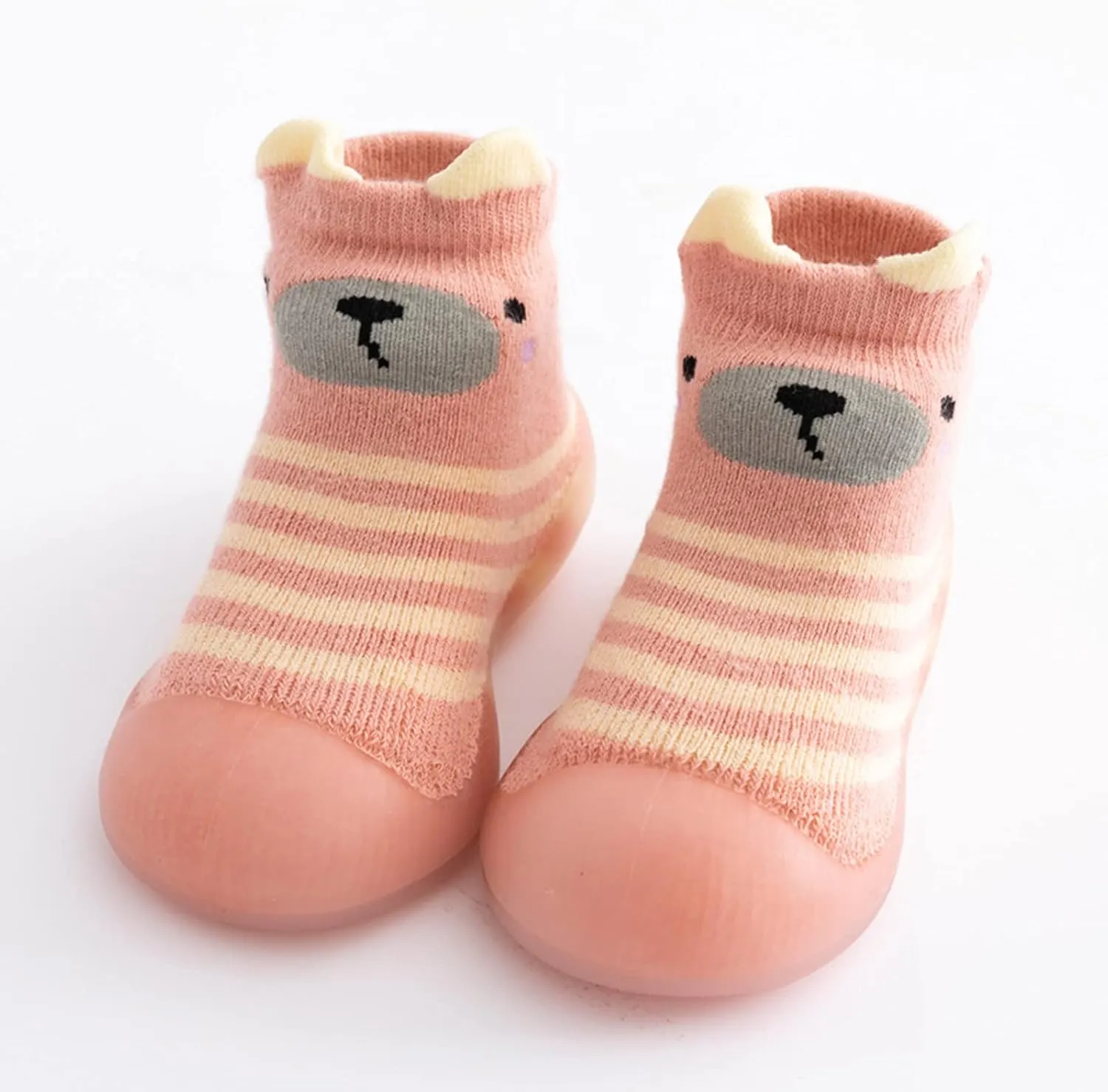 Toddler Baby Girls Boys Sock Shoe Elastic Indoor Slipper Infant First Walking Cartoon Cats Soft Sole Rubber Shoes