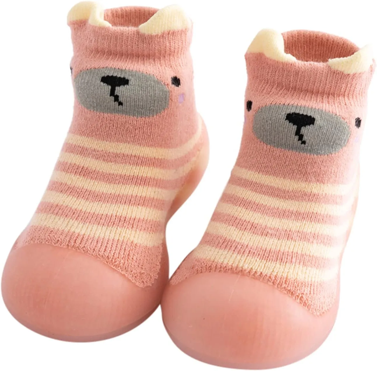 Toddler Baby Girls Boys Sock Shoe Elastic Indoor Slipper Infant First Walking Cartoon Cats Soft Sole Rubber Shoes