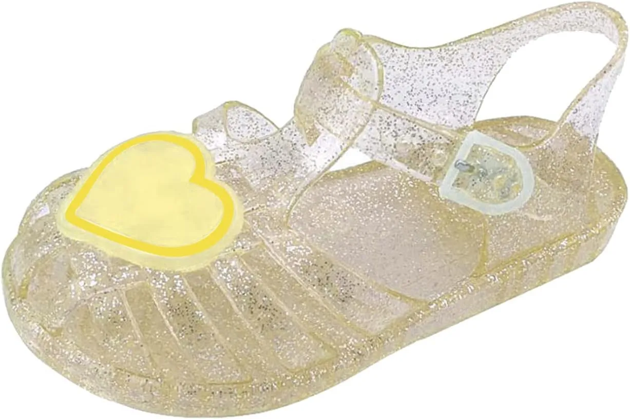 Toddler Baby Girls Sandals Shoes Cute Fruit Jelly Colors Hollow Out Flats Non-slip Soft Sole Beach Sandals Shoes D-490 Yellow 13