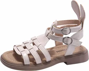 Toddler Baby Girls Sandals Slip On Falts Shoes Cute Weave Hollow Out Non-Slip Soft Sole Beach Sandal Shoe Comfort T-025 Beige 11.5