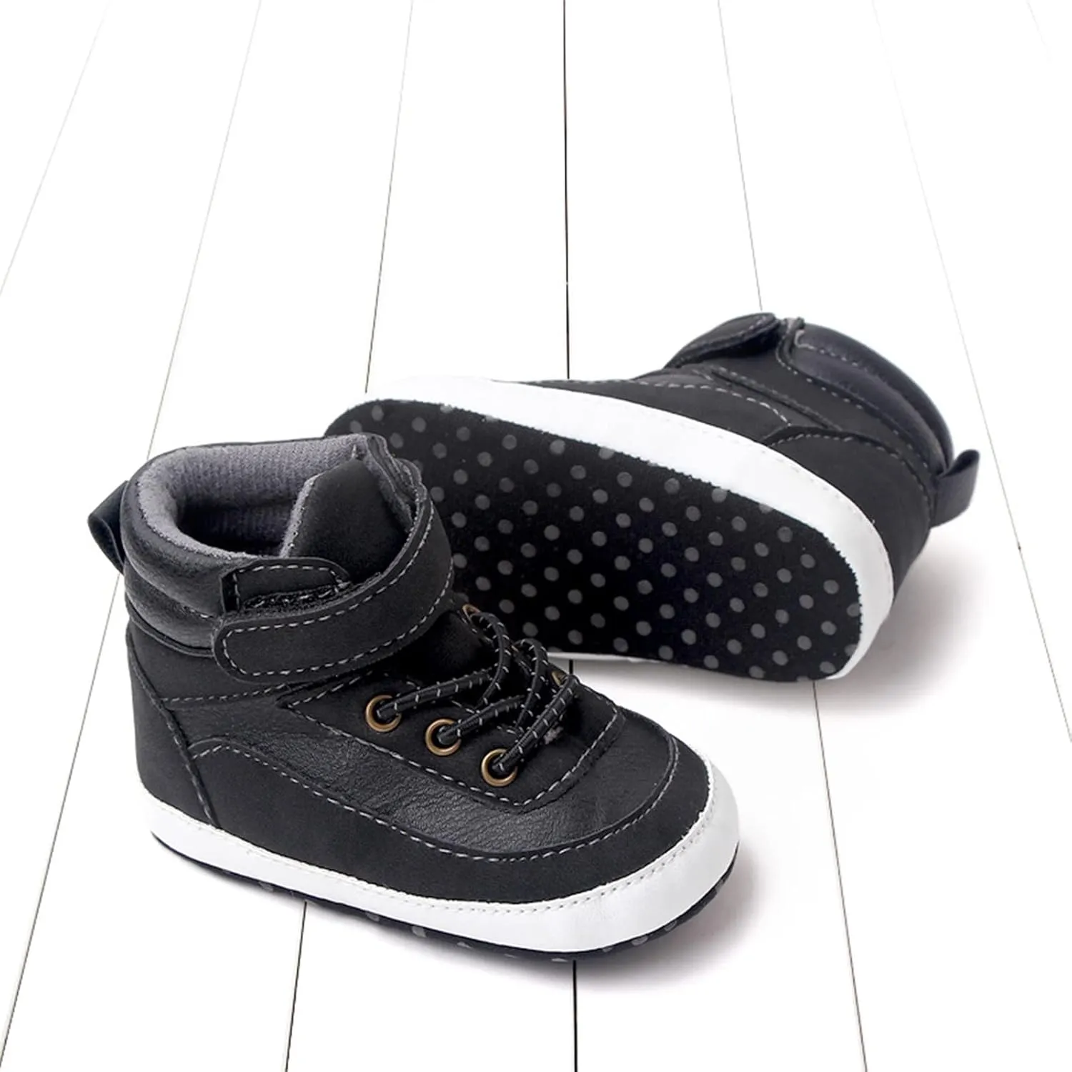 Toddler Baby High Tops Ankle Sneakers Infant Boys Girls PU Leather Soft Anti-Slip Sole Prewalker First Walking Shoes