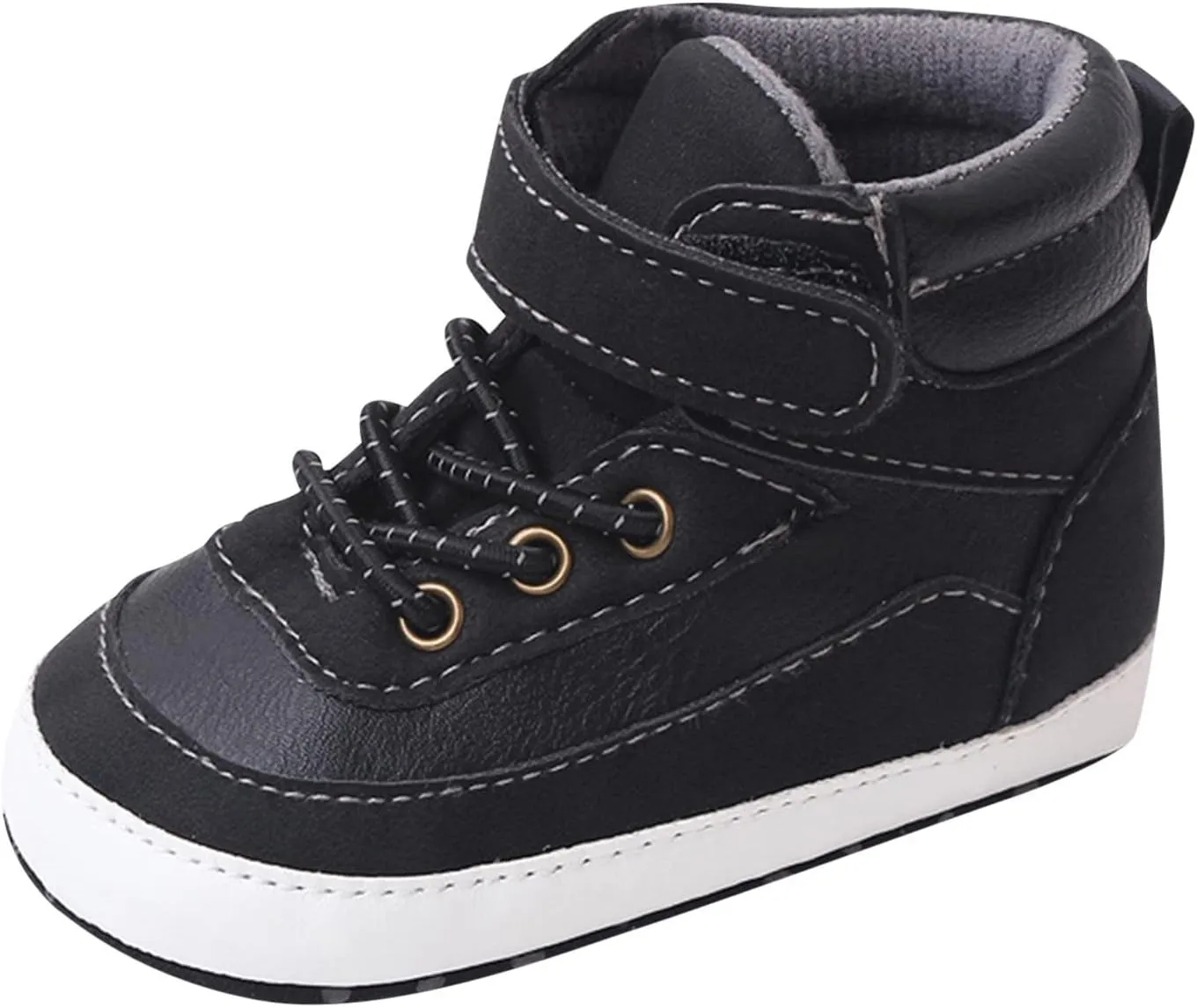 Toddler Baby High Tops Ankle Sneakers Infant Boys Girls PU Leather Soft Anti-Slip Sole Prewalker First Walking Shoes