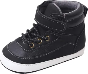 Toddler Baby High Tops Ankle Sneakers Infant Boys Girls PU Leather Soft Anti-Slip Sole Prewalker First Walking Shoes