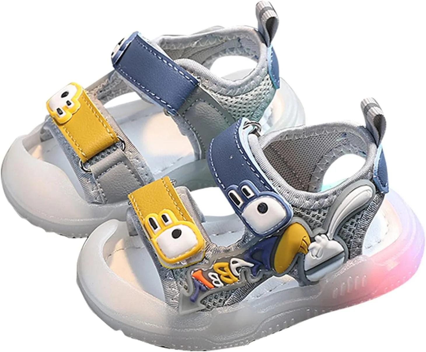 Toddler Baby Sandals Light Up Shoes Boys Girls Open Toe Soft Sole Luminous Sandals Kids Cute LED Slippers for Toddlers