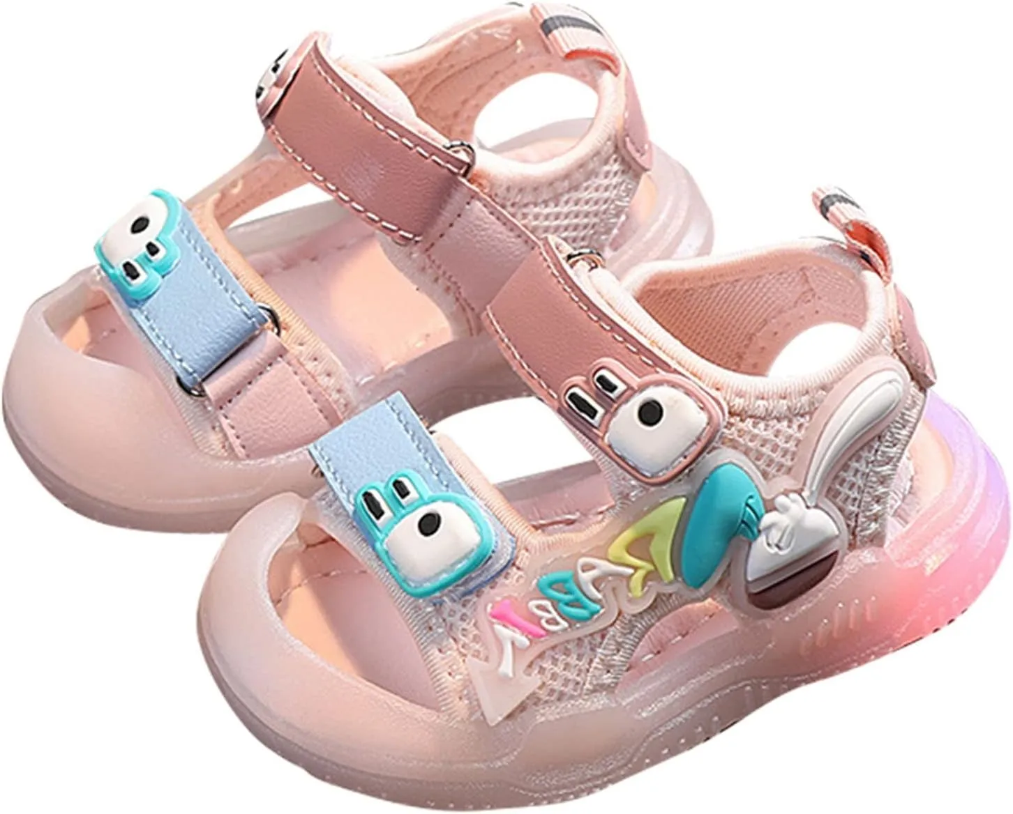 Toddler Baby Sandals Light Up Shoes Boys Girls Open Toe Soft Sole Luminous Sandals Kids Cute LED Slippers for Toddlers