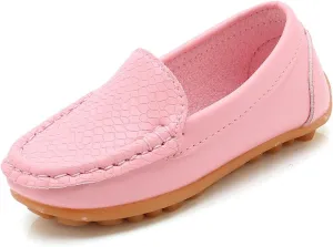 Toddler Boys Girls Loafer Shoes Soft Synthetic Leather Slip On occasin Flat Boat Dress Shoes