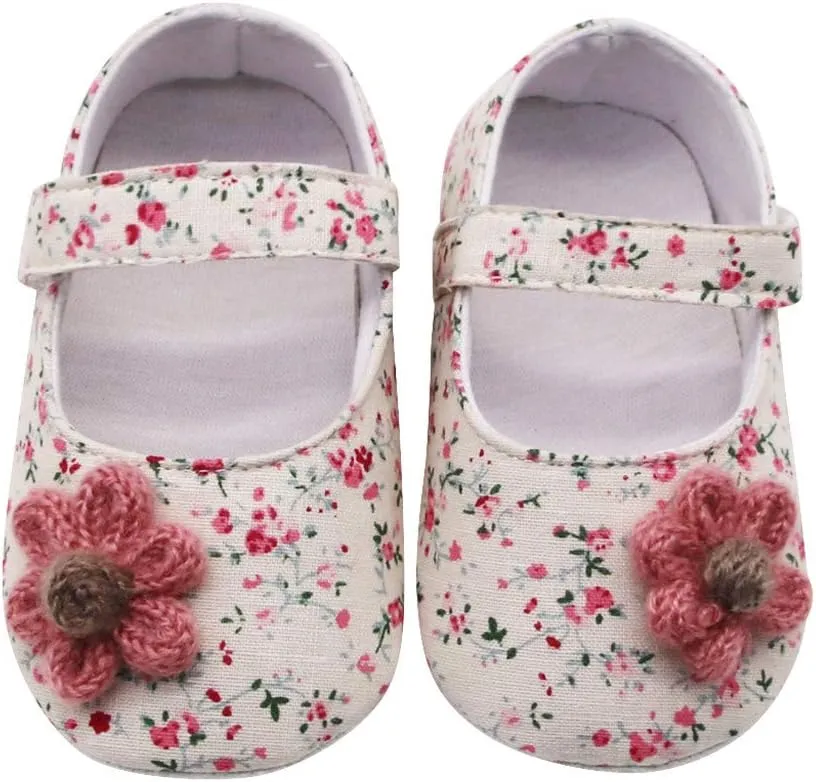 Toddler Casual Shoes Soft Flowers Printing Single Girls Prewalker Sole Baby Shoes Applique Baby Shoes Baby Sneakers