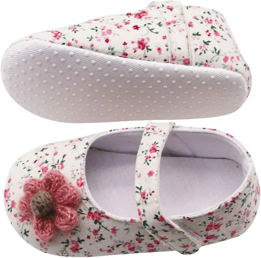 Toddler Casual Shoes Soft Flowers Printing Single Girls Prewalker Sole Baby Shoes Applique Baby Shoes Baby Sneakers