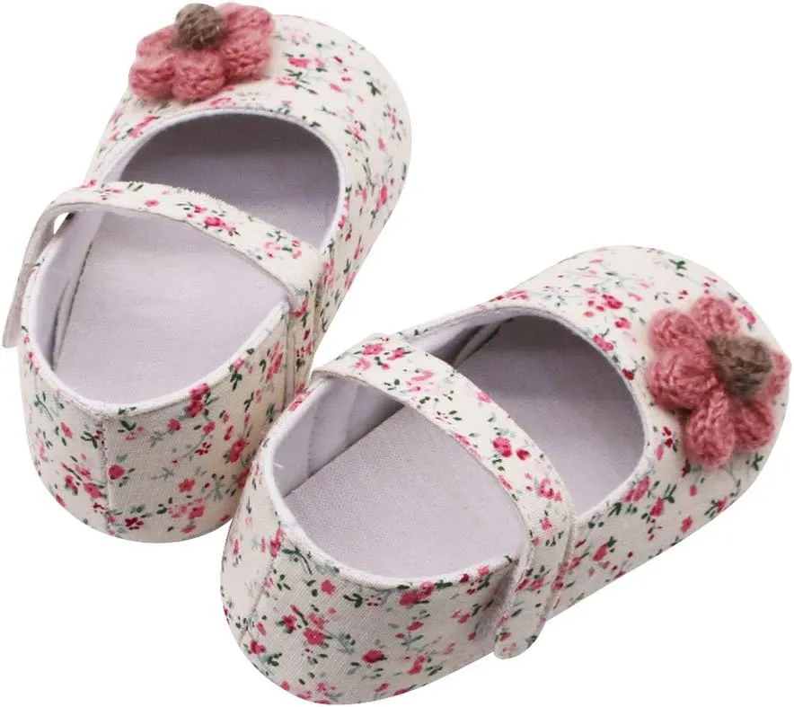 Toddler Casual Shoes Soft Flowers Printing Single Girls Prewalker Sole Baby Shoes Applique Baby Shoes Baby Sneakers