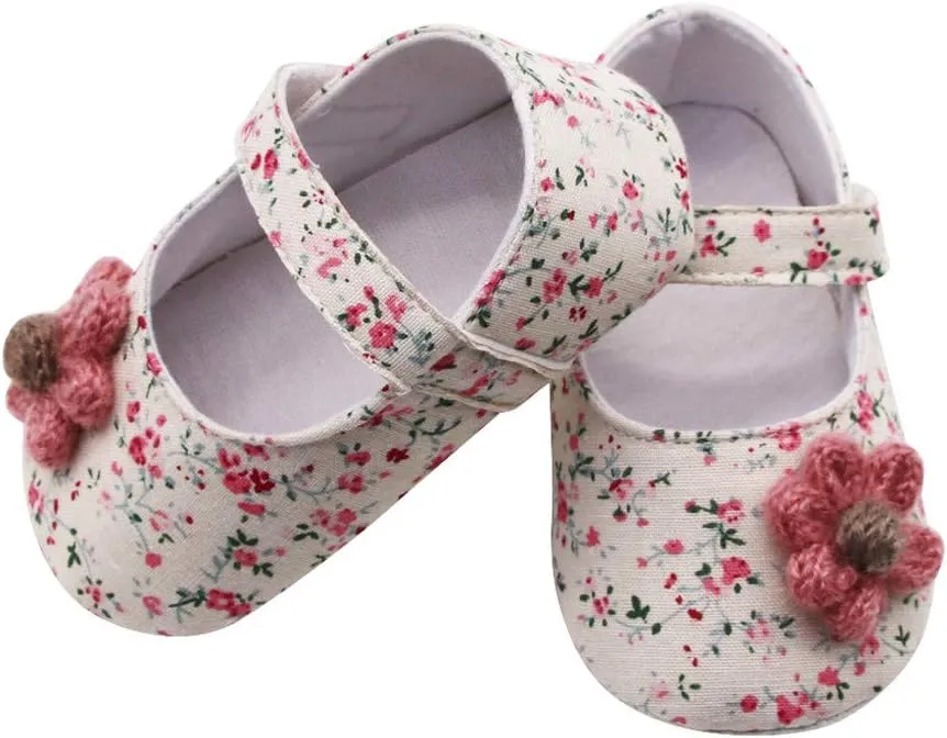 Toddler Casual Shoes Soft Flowers Printing Single Girls Prewalker Sole Baby Shoes Applique Baby Shoes Baby Sneakers