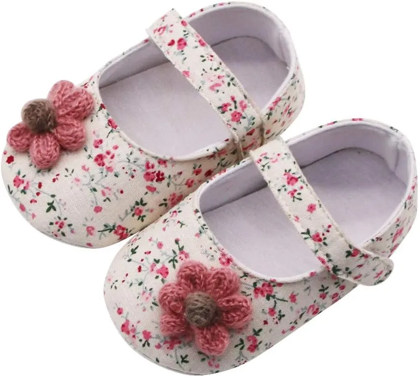 Toddler Casual Shoes Soft Flowers Printing Single Girls Prewalker Sole Baby Shoes Applique Baby Shoes Baby Sneakers