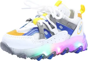 Toddler Children Boys Girls Led Tennis Shoes Sneakers for 1-6 Years Old Kids Mesh Letter Led Light Up Running Shoes