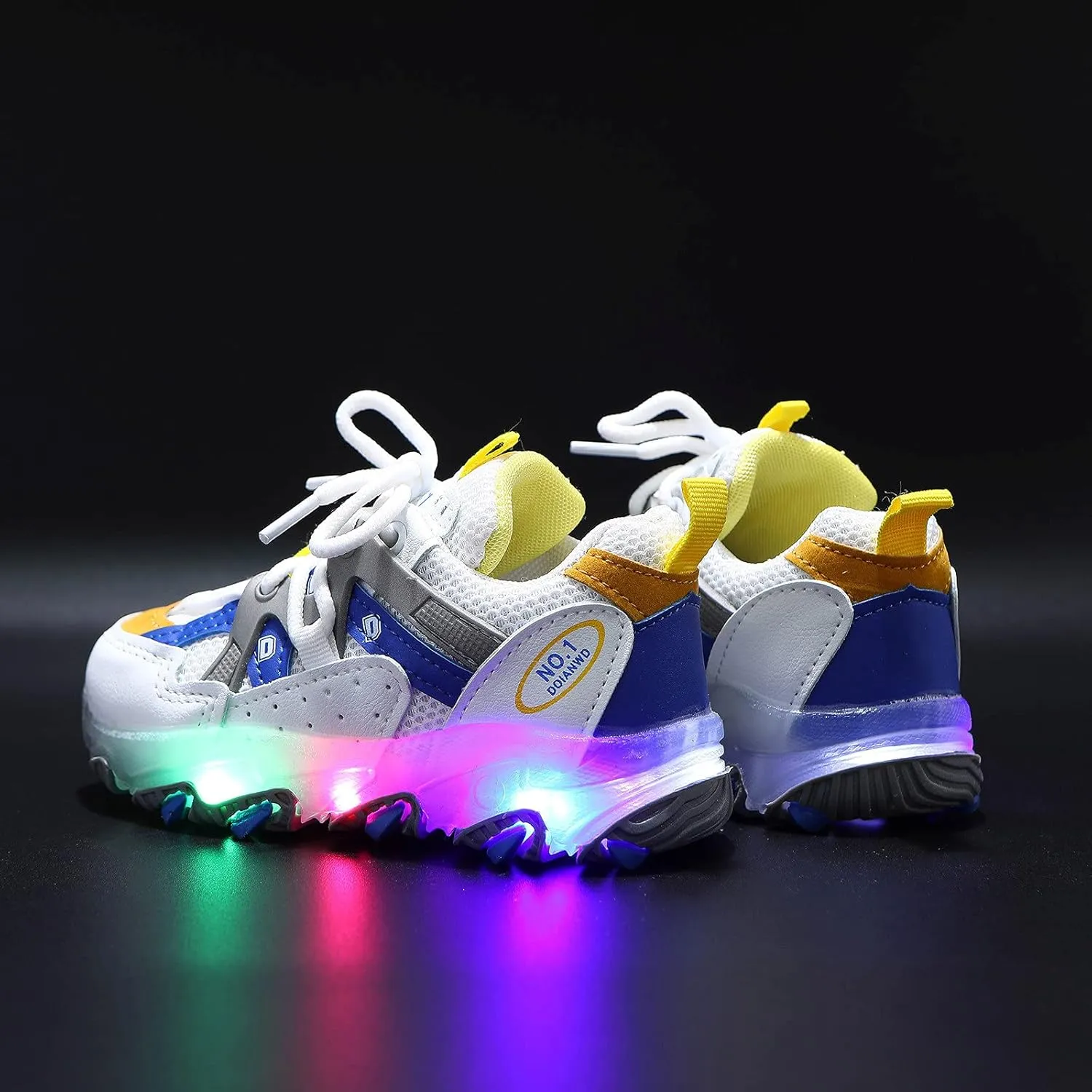 Toddler Children Boys Girls Led Tennis Shoes Sneakers for 1-6 Years Old Kids Mesh Letter Led Light Up Running Shoes