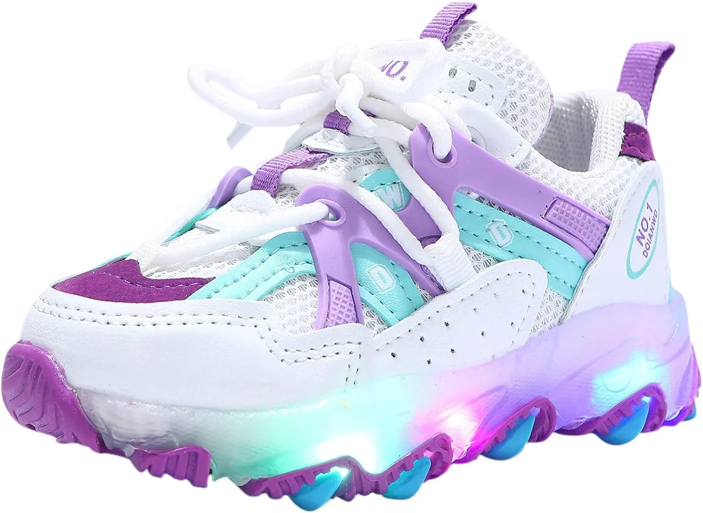 Toddler Children Boys Girls Led Tennis Shoes Sneakers for 1-6 Years Old Kids Mesh Letter Led Light Up Running Shoes