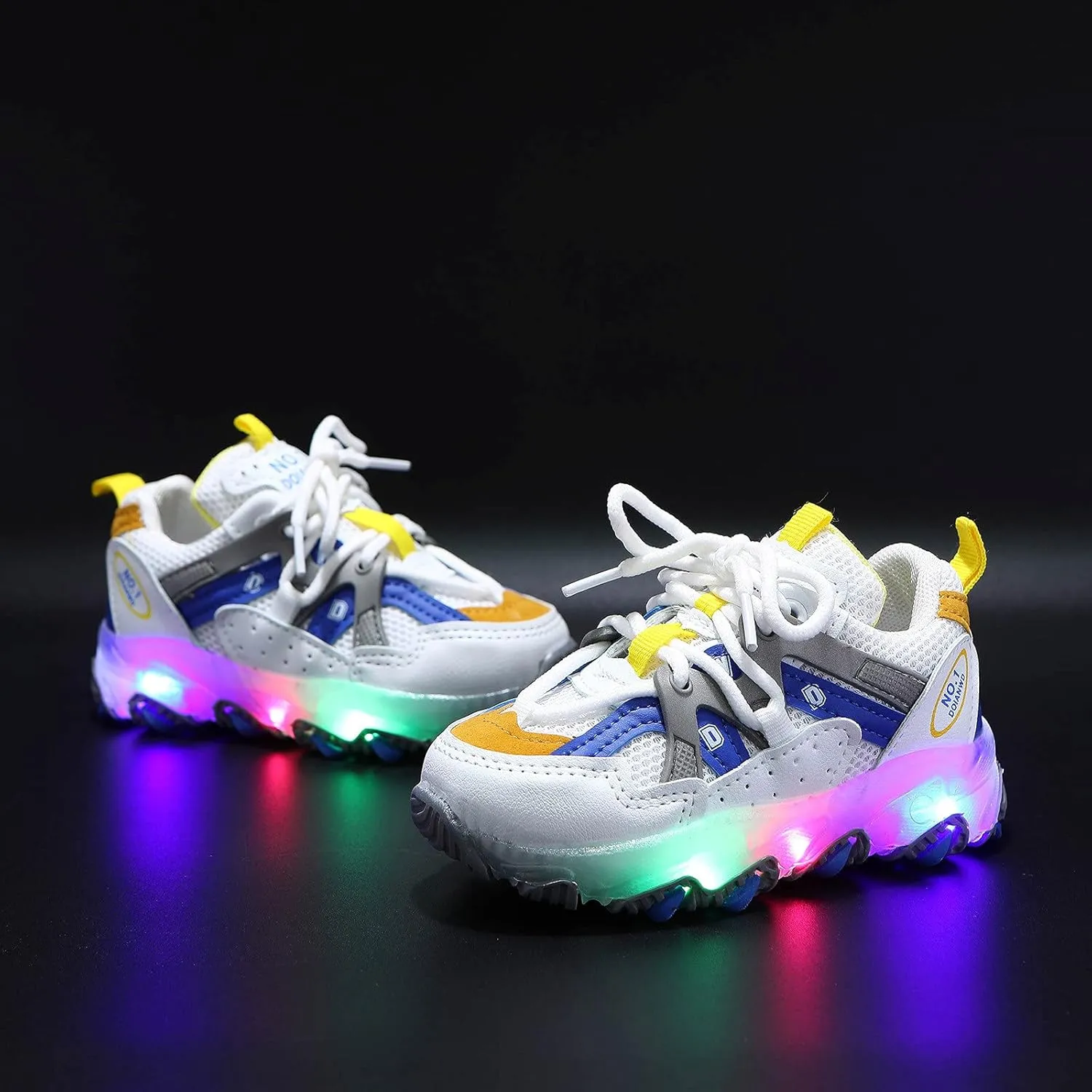 Toddler Children Boys Girls Led Tennis Shoes Sneakers for 1-6 Years Old Kids Mesh Letter Led Light Up Running Shoes