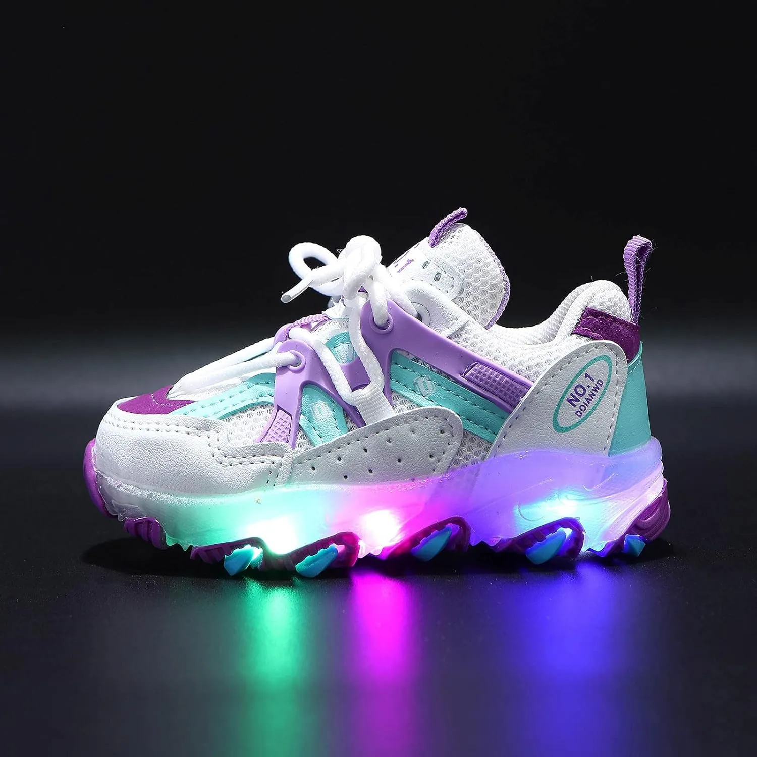 Toddler Children Boys Girls Led Tennis Shoes Sneakers for 1-6 Years Old Kids Mesh Letter Led Light Up Running Shoes