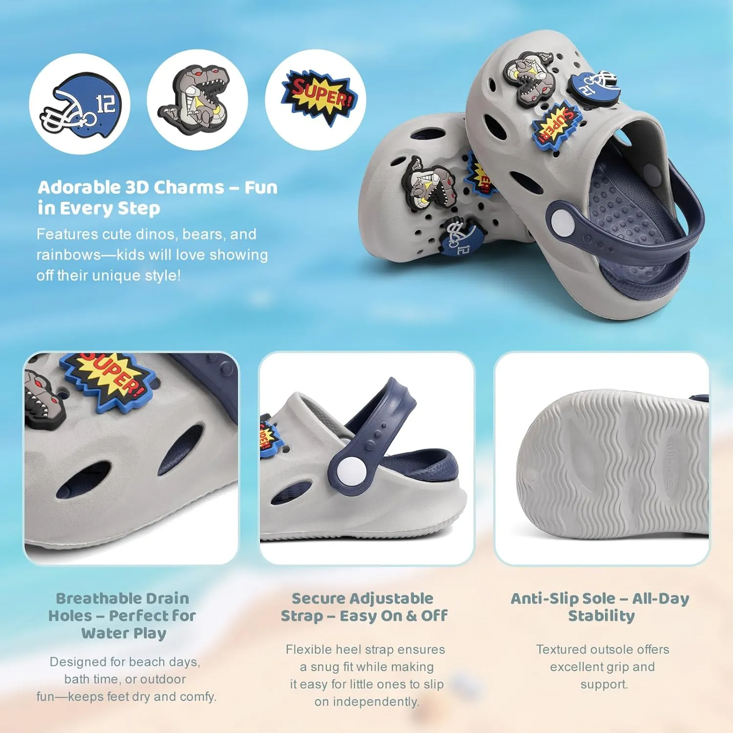 Toddler Garden Clogs Cute Boys Girls Slip On Water Shoes Summer Lightweight Sandals Slides for Outdoor Infant Children Beach Pool Shoes